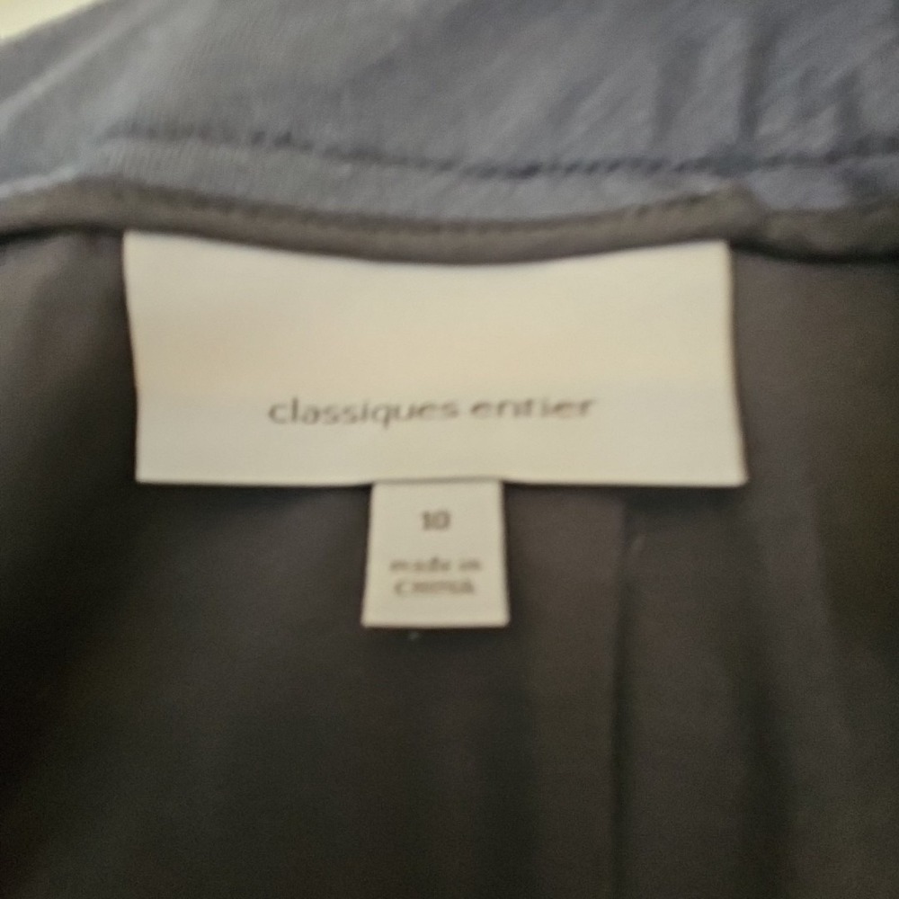 Classiques Entier Navy Blue Wool Silk Blend Wide Leg Dress Pants Trousers 10 - Picture 3 of 12